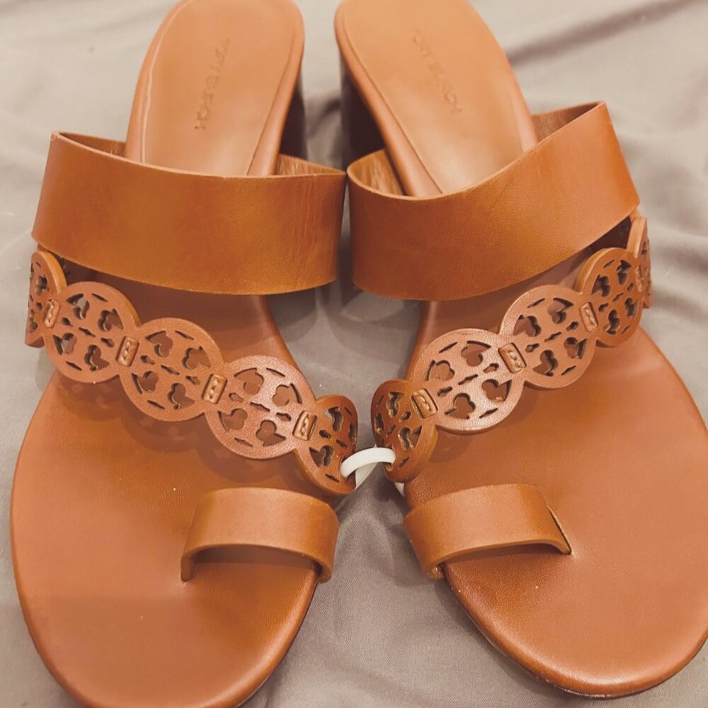 TORY BURCH Tiny Miller 55mm Toe Ring Heeled Sandal-LIKE NEW-SIZE 8